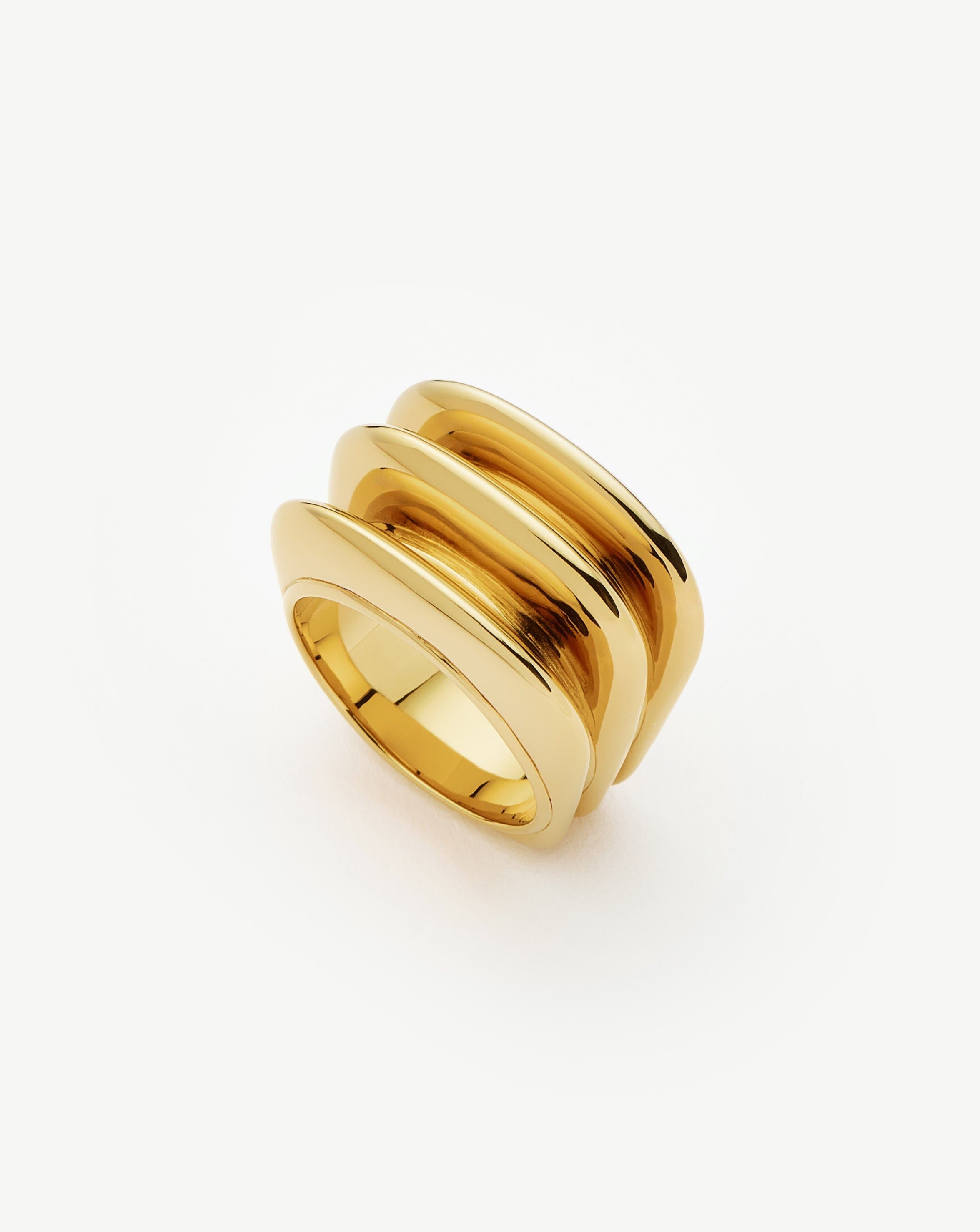 Triple Ridge Dome Ring in 18k Gold Plating | Hera Dome