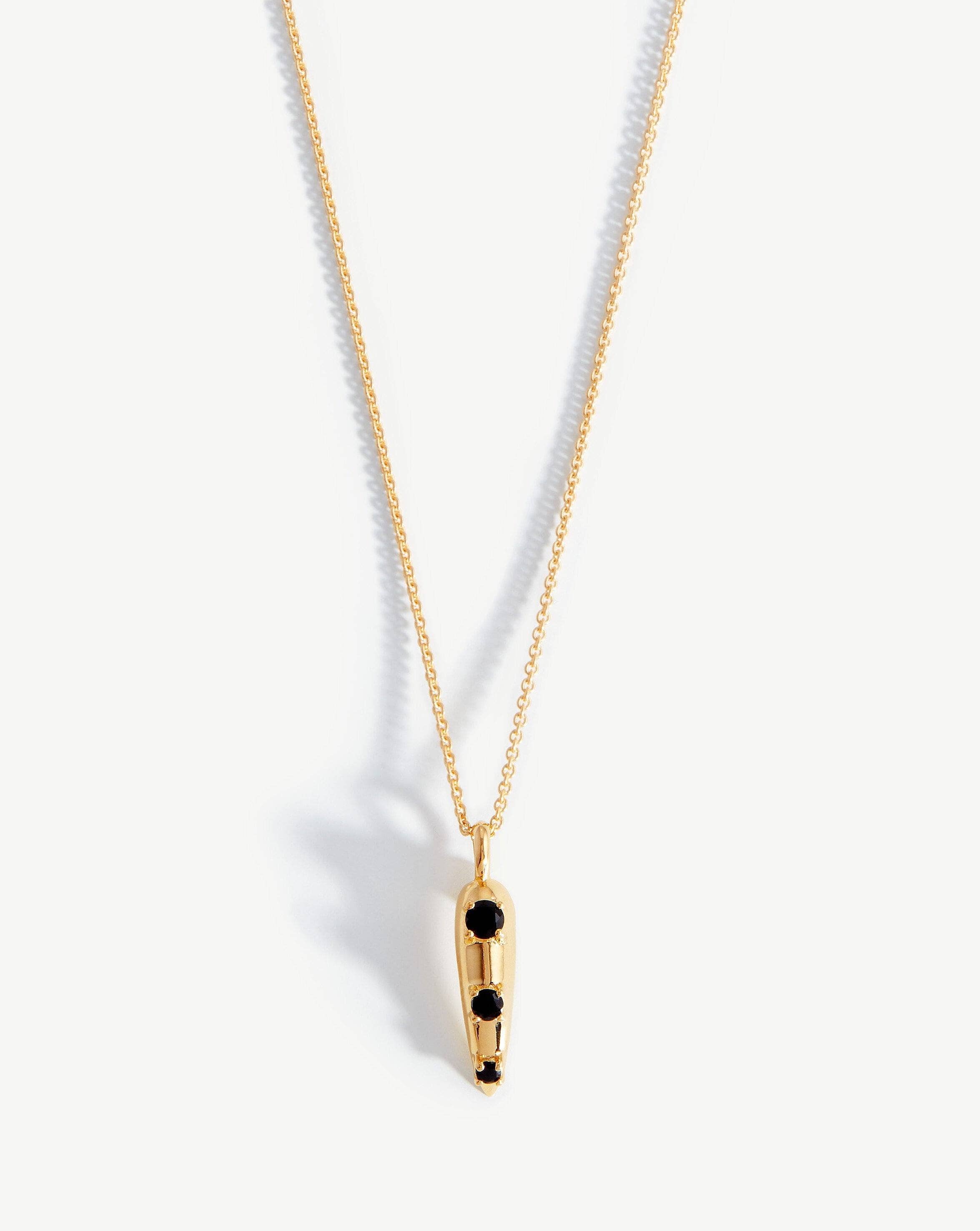 Studded Claw Pendant Necklace with Black Onyx | Recycled Gold Plated
