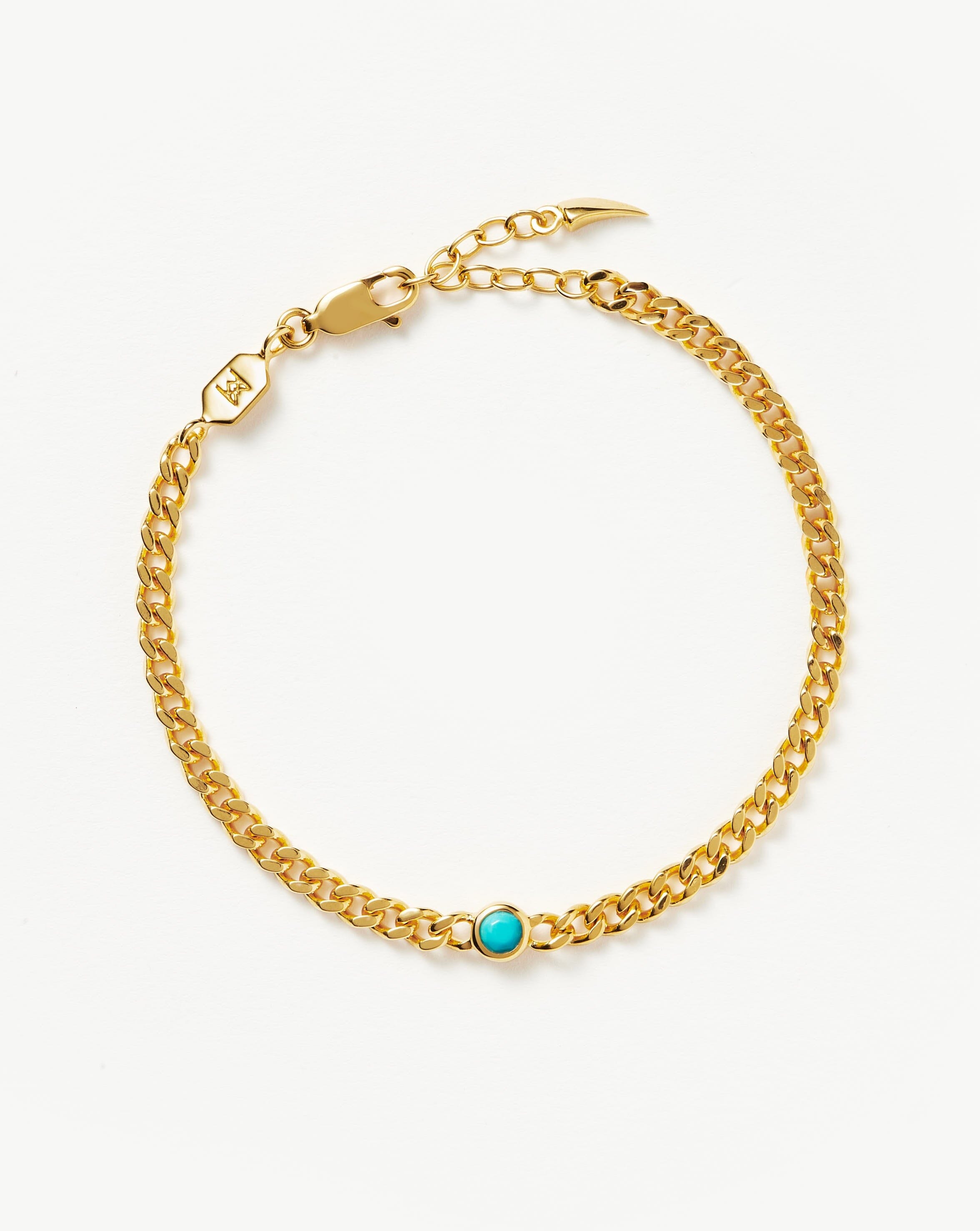 Turquoise Birthstone Bracelet | 18k Gold Plated Vermeil Chain for December
