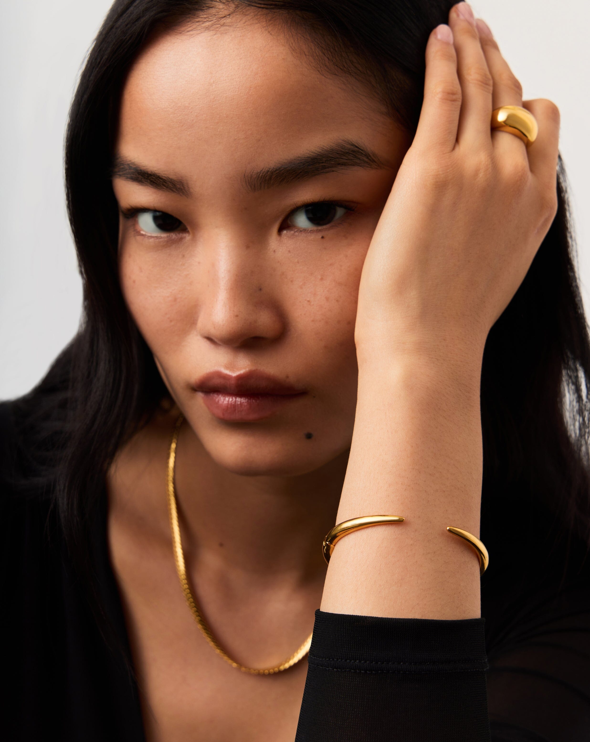 18k Gold Plated Claw Cuff Bracelet | Hinged Fastening for Stacking