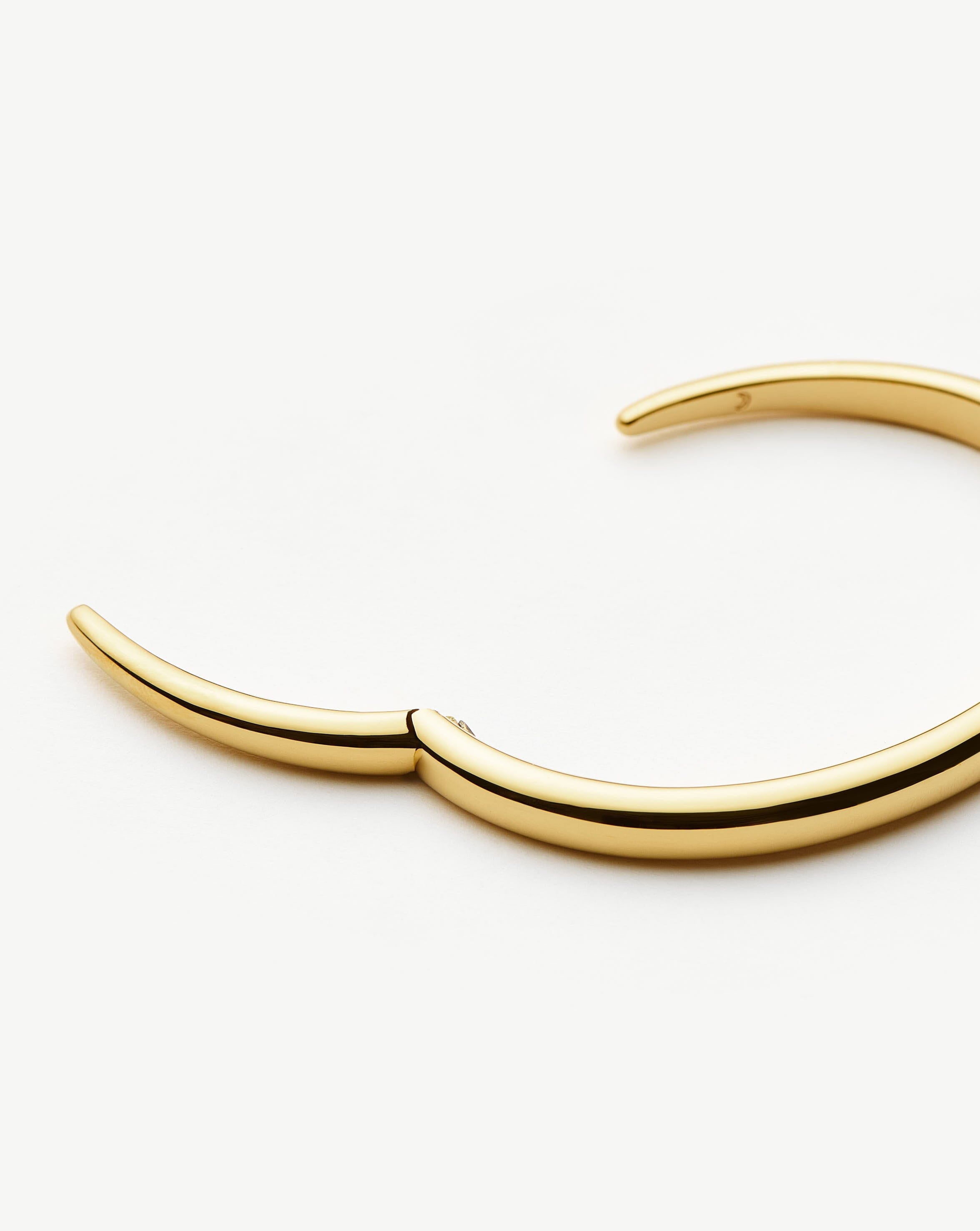 18k Gold Plated Claw Cuff Bracelet | Hinged Fastening for Stacking