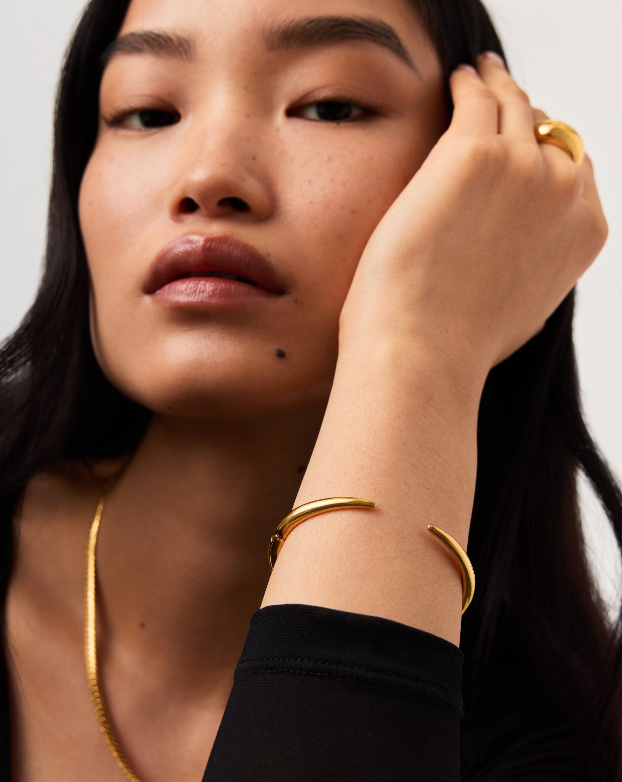 18k Gold Plated Claw Cuff Bracelet | Hinged Fastening for Stacking