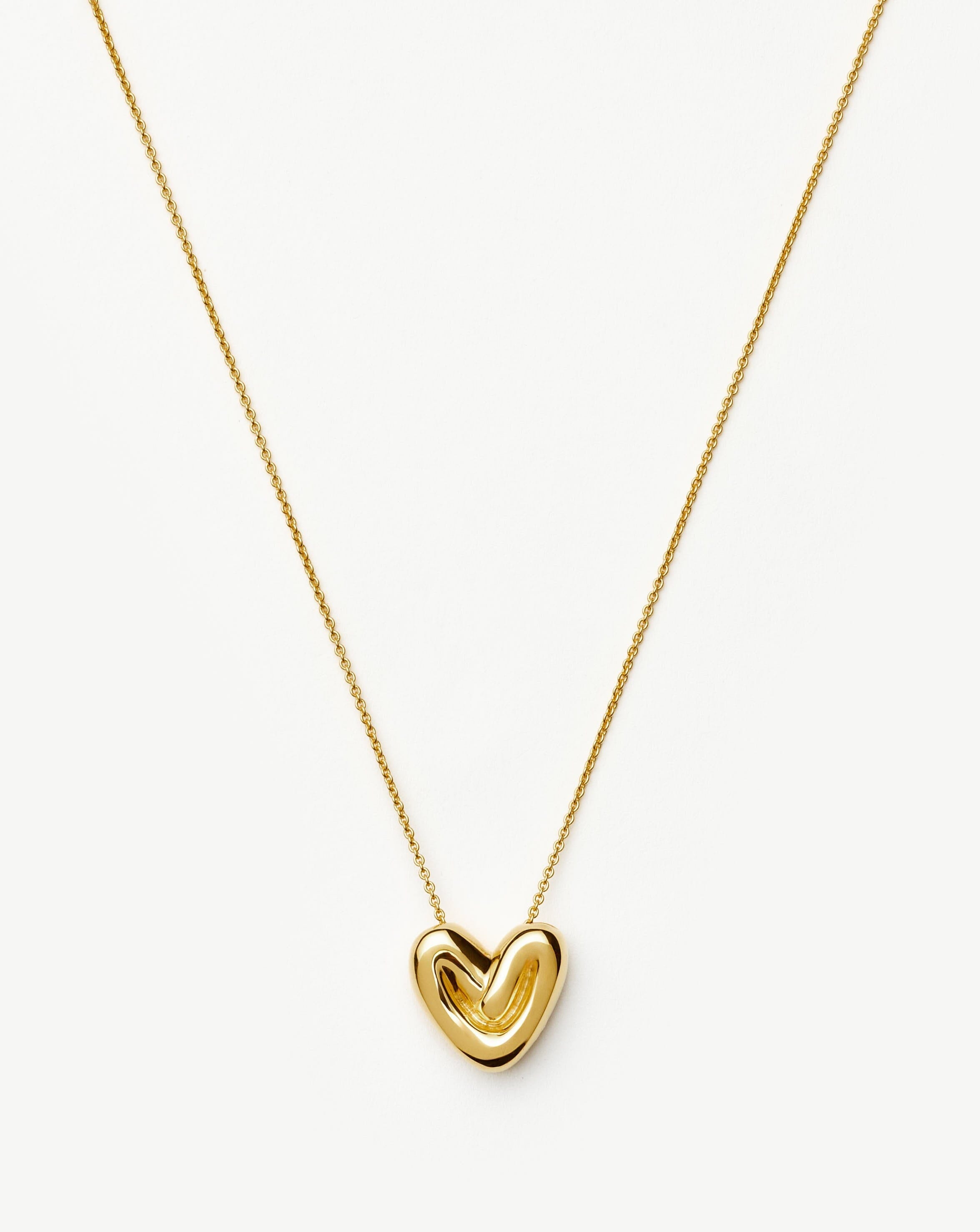 Puffy Heart Pendant Necklace in 18k Gold Plated | Adjustable Chain