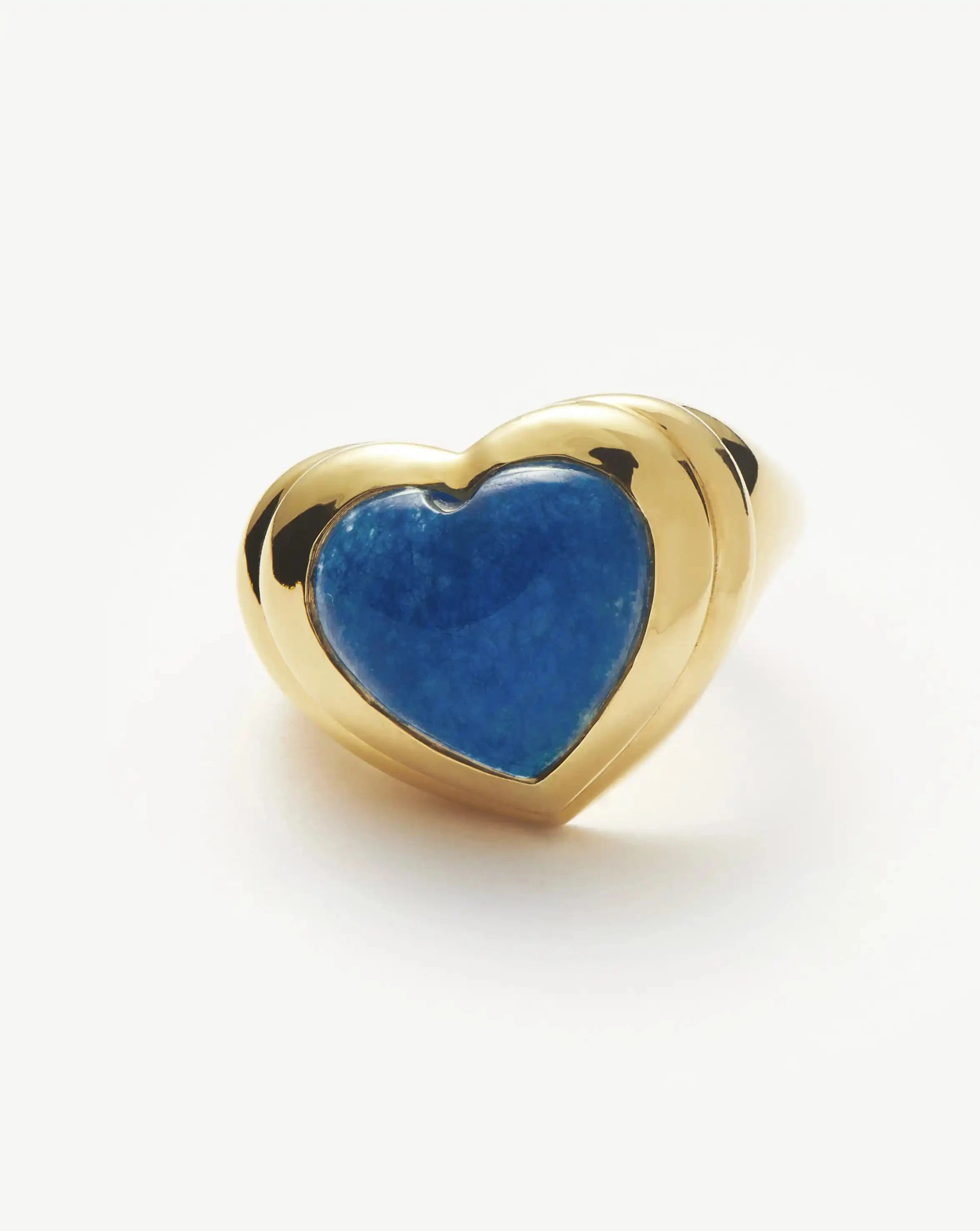 Blue Quartz Heart Ring | 18k Gold Plated Gemstone Jewelry