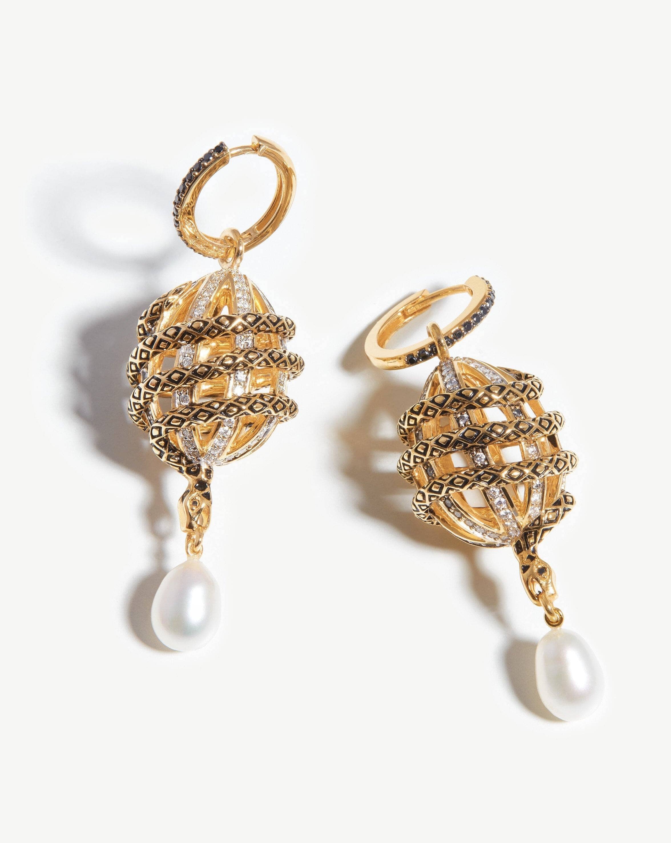 Fine 14k Gold Pearl & Diamond Drop Earrings | Harris Reed