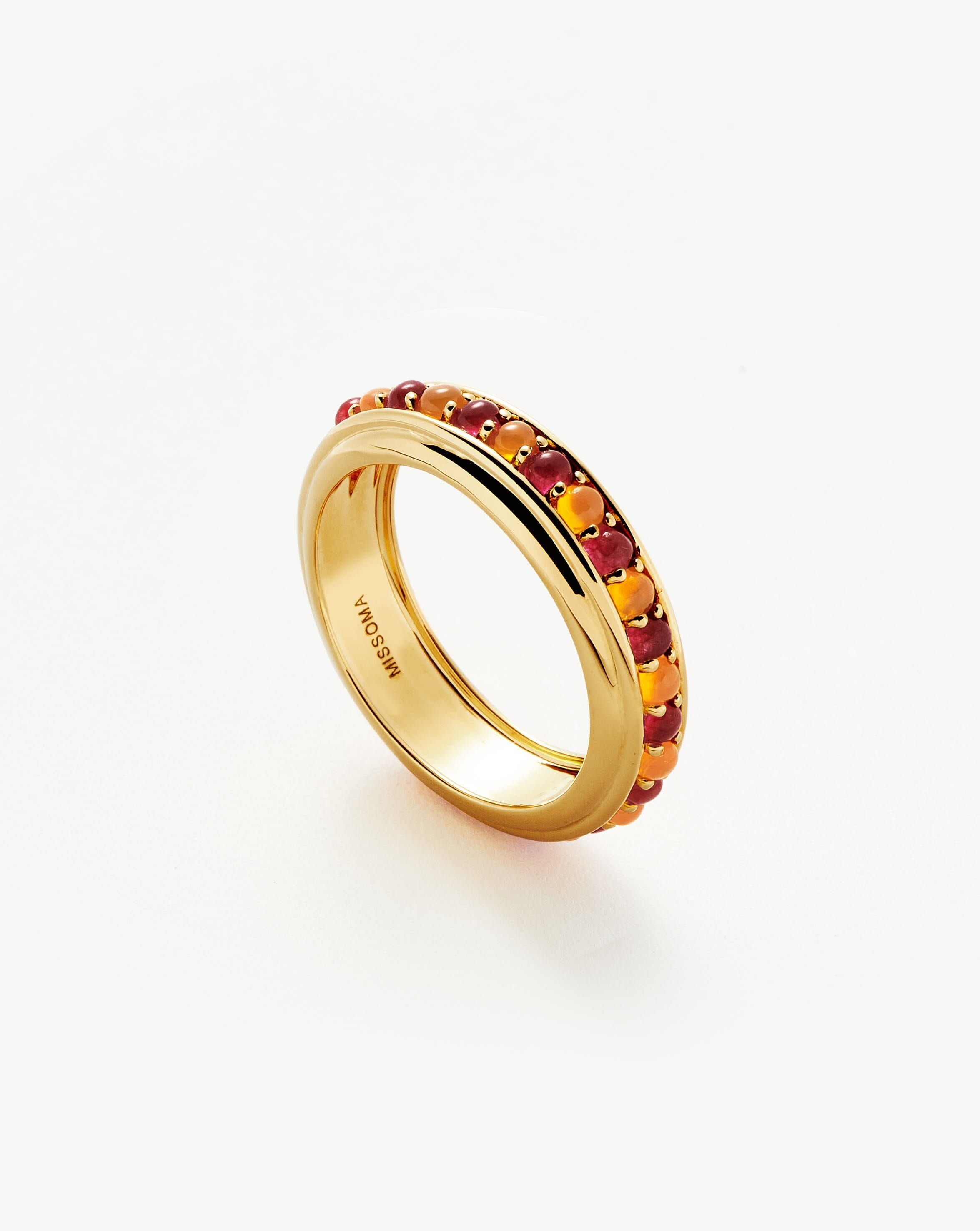 Pink Quartz & Peach Chalcedony Stacking Ring | 18k Gold Vermeil | Hot Rox