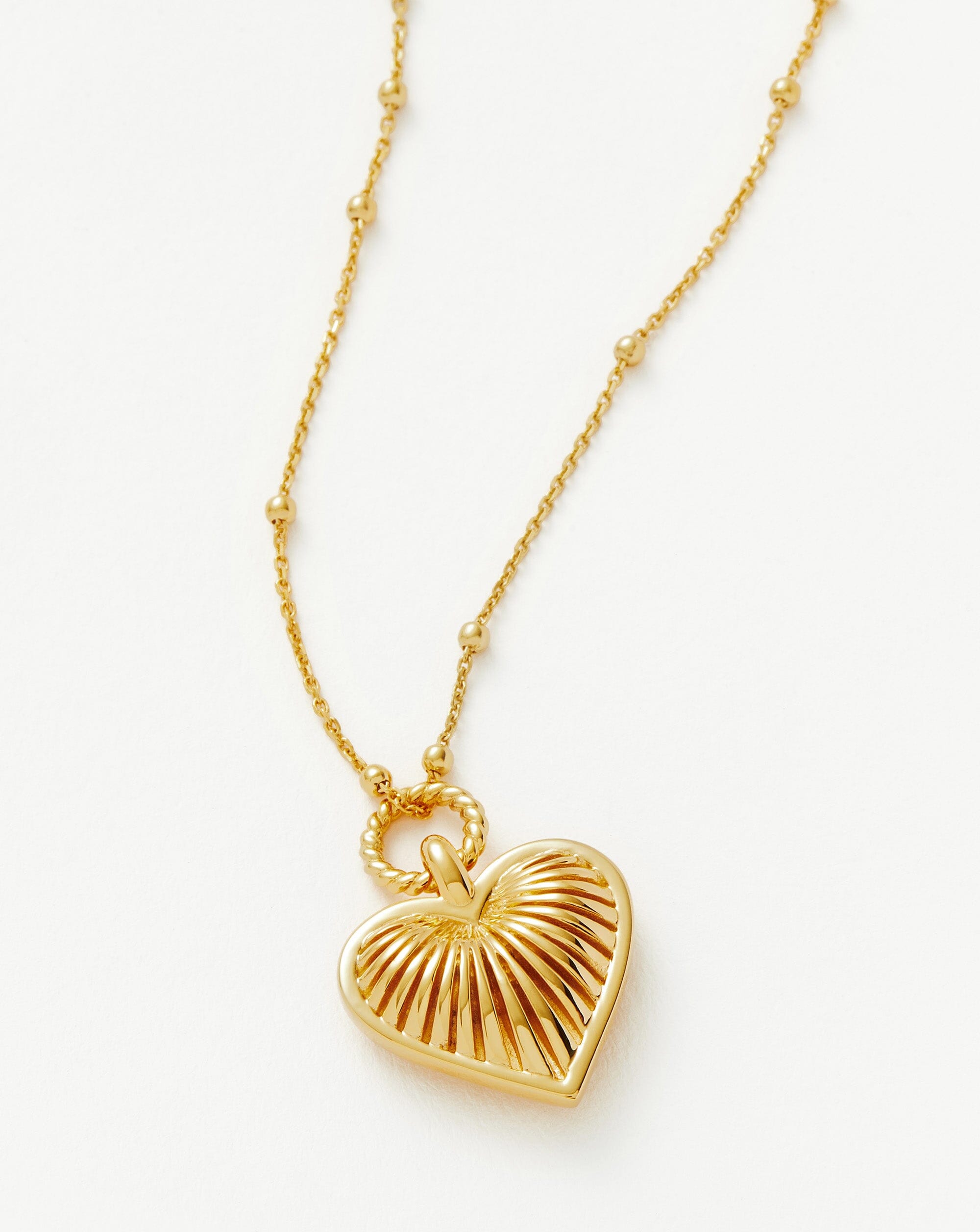 Ridge Heart Pendant Necklace in 18k Gold Plated | Delicate Layering Jewelry