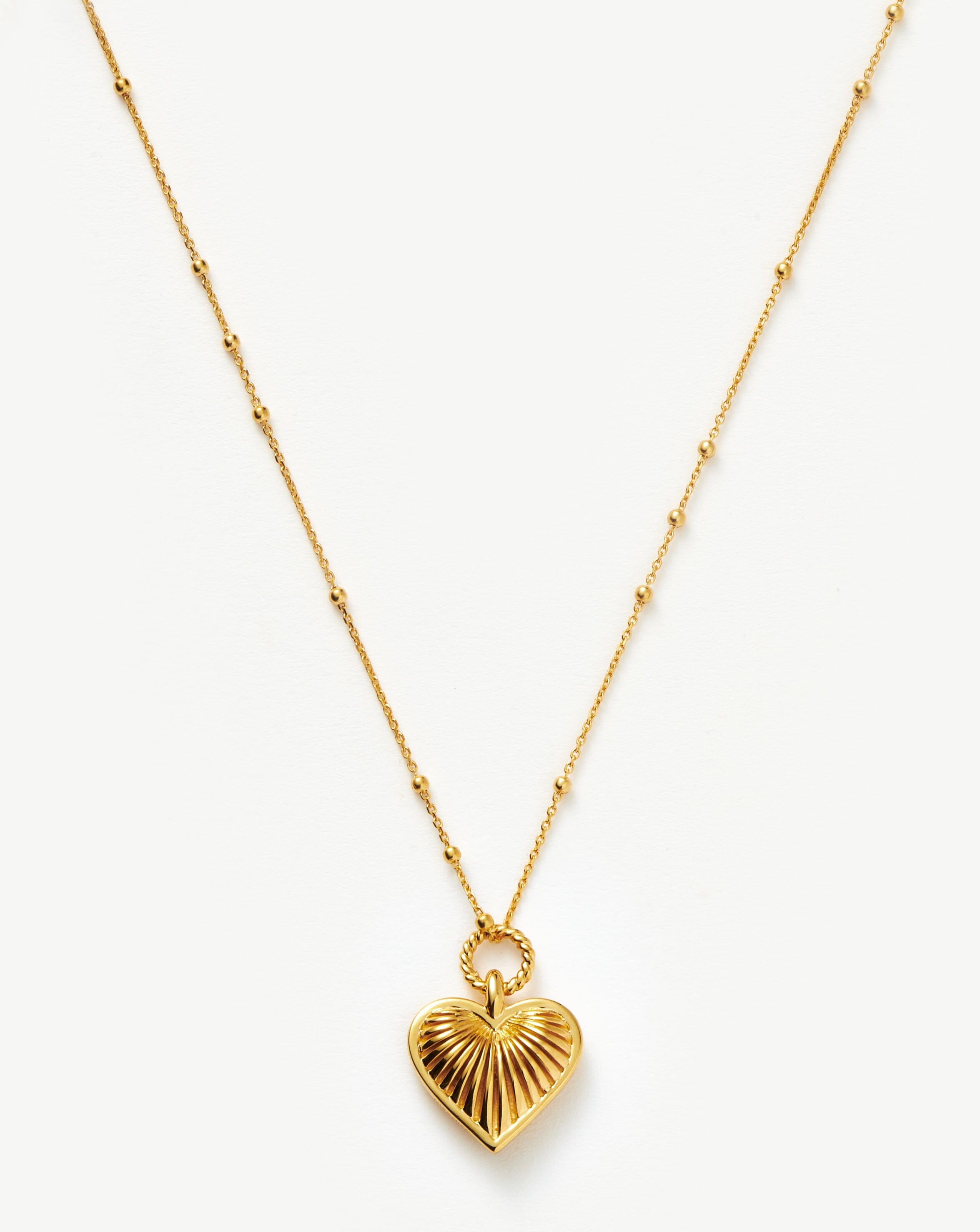 Ridge Heart Pendant Necklace in 18k Gold Plated | Delicate Layering Jewelry