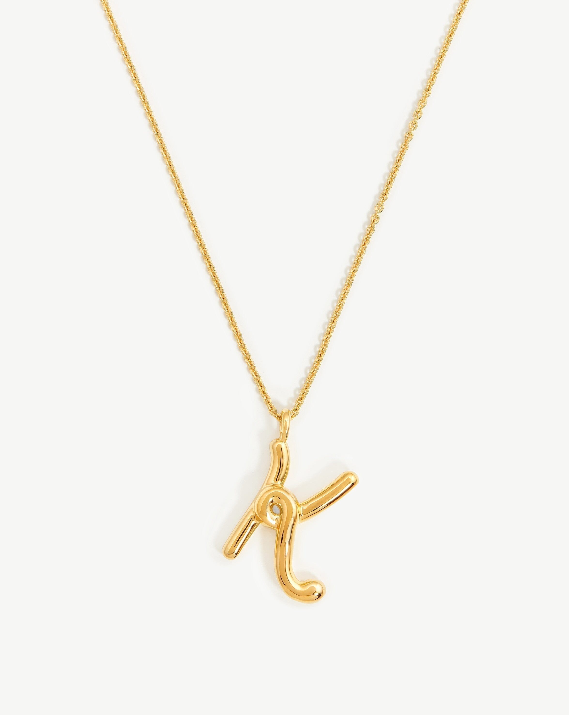 Personalized Initial K Necklace in 18k Gold Vermeil | Curly Molten