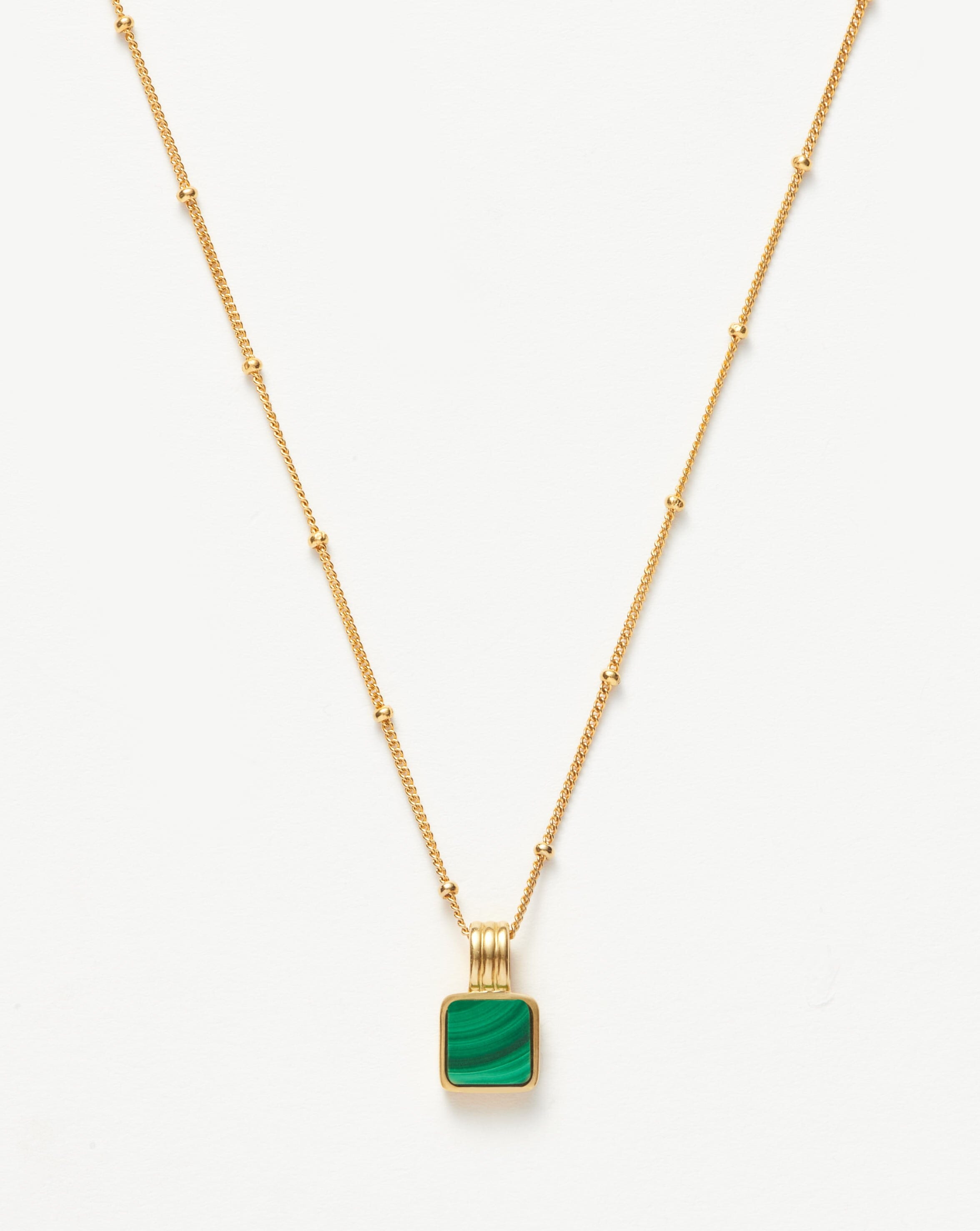 Square Malachite Necklace in 18k Gold Vermeil | Lucy Williams