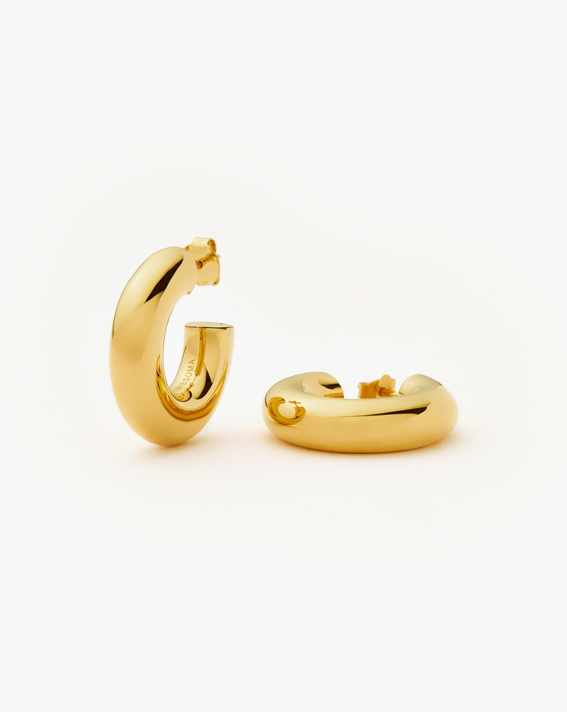 Chubby Medium Hoop Earrings in 18k Gold Vermeil | Lightweight & Versatile