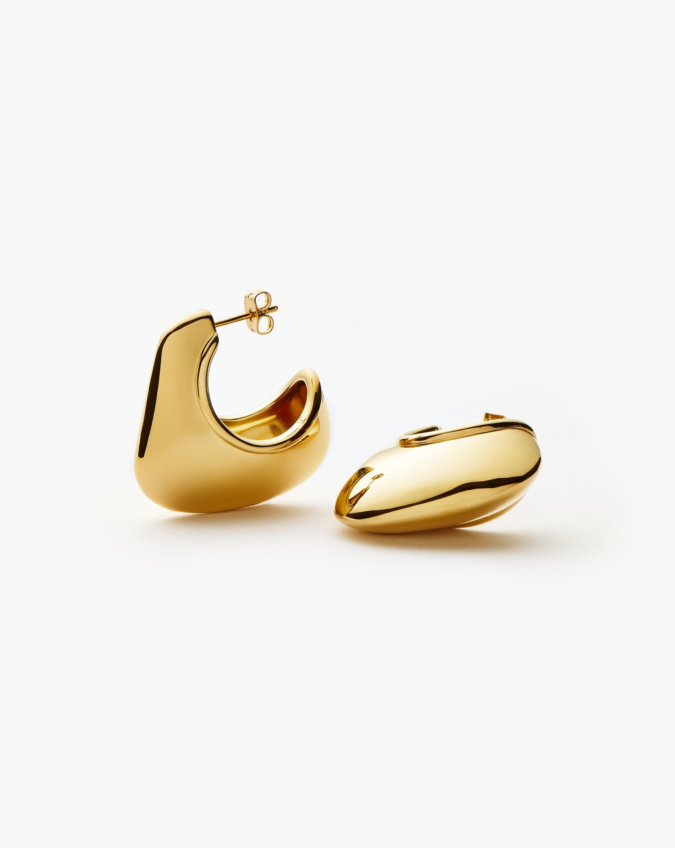 Large Dome Hoop Earrings in 18k Gold Plated Brass | Hera Dome