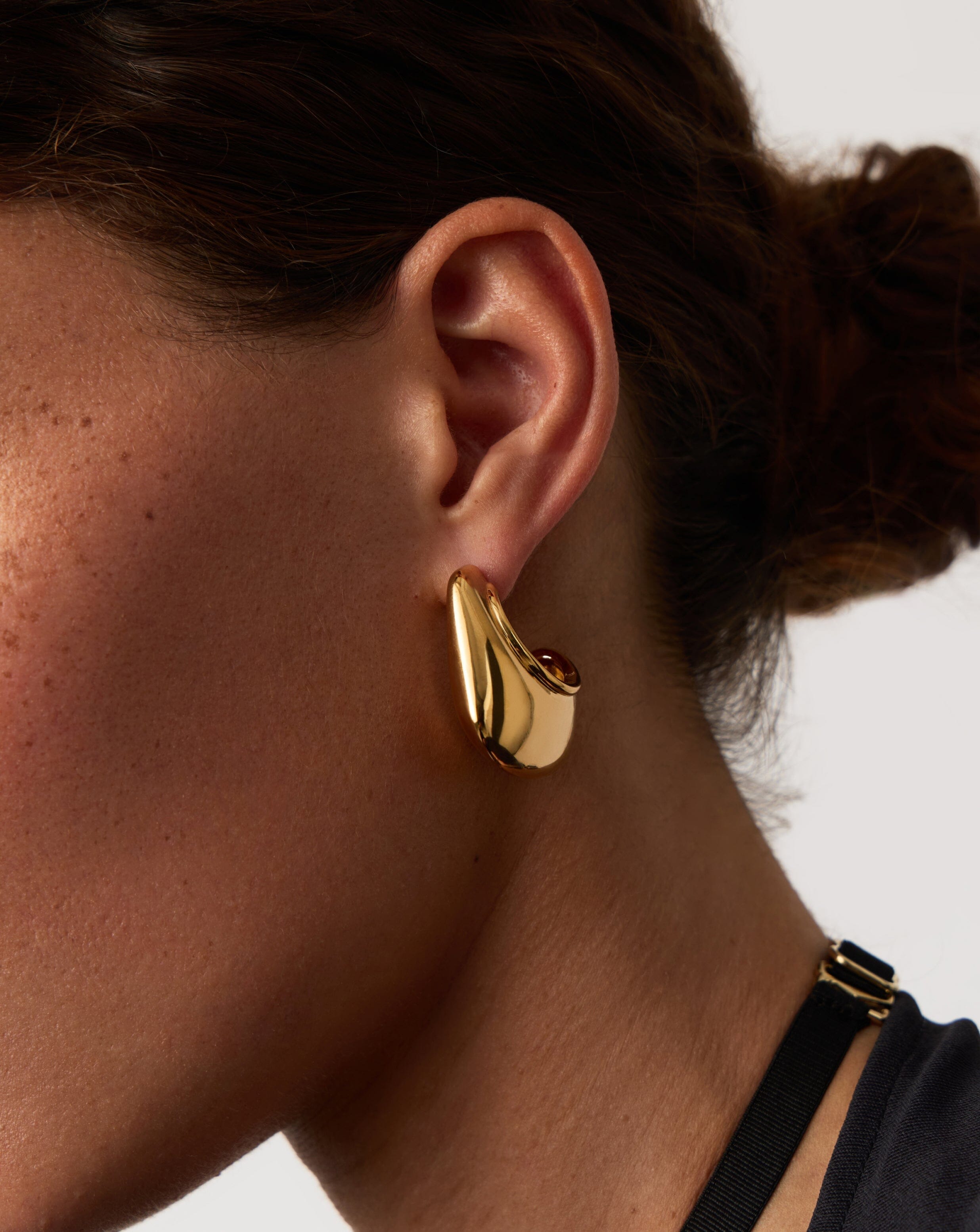 Large Dome Hoop Earrings in 18k Gold Plated Brass | Hera Dome