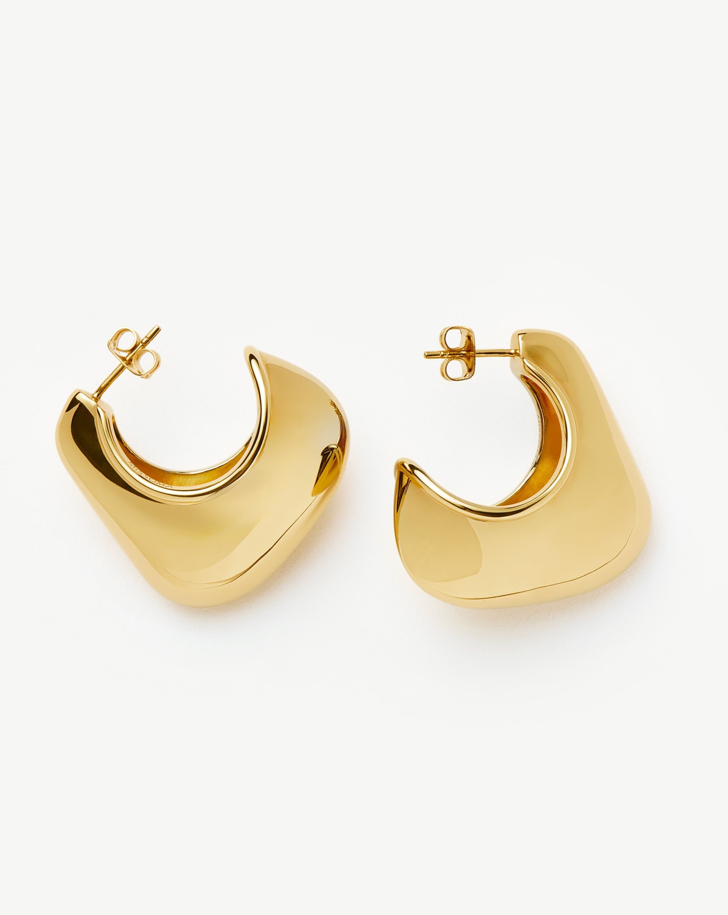 Large Dome Hoop Earrings in 18k Gold Plated Brass | Hera Dome