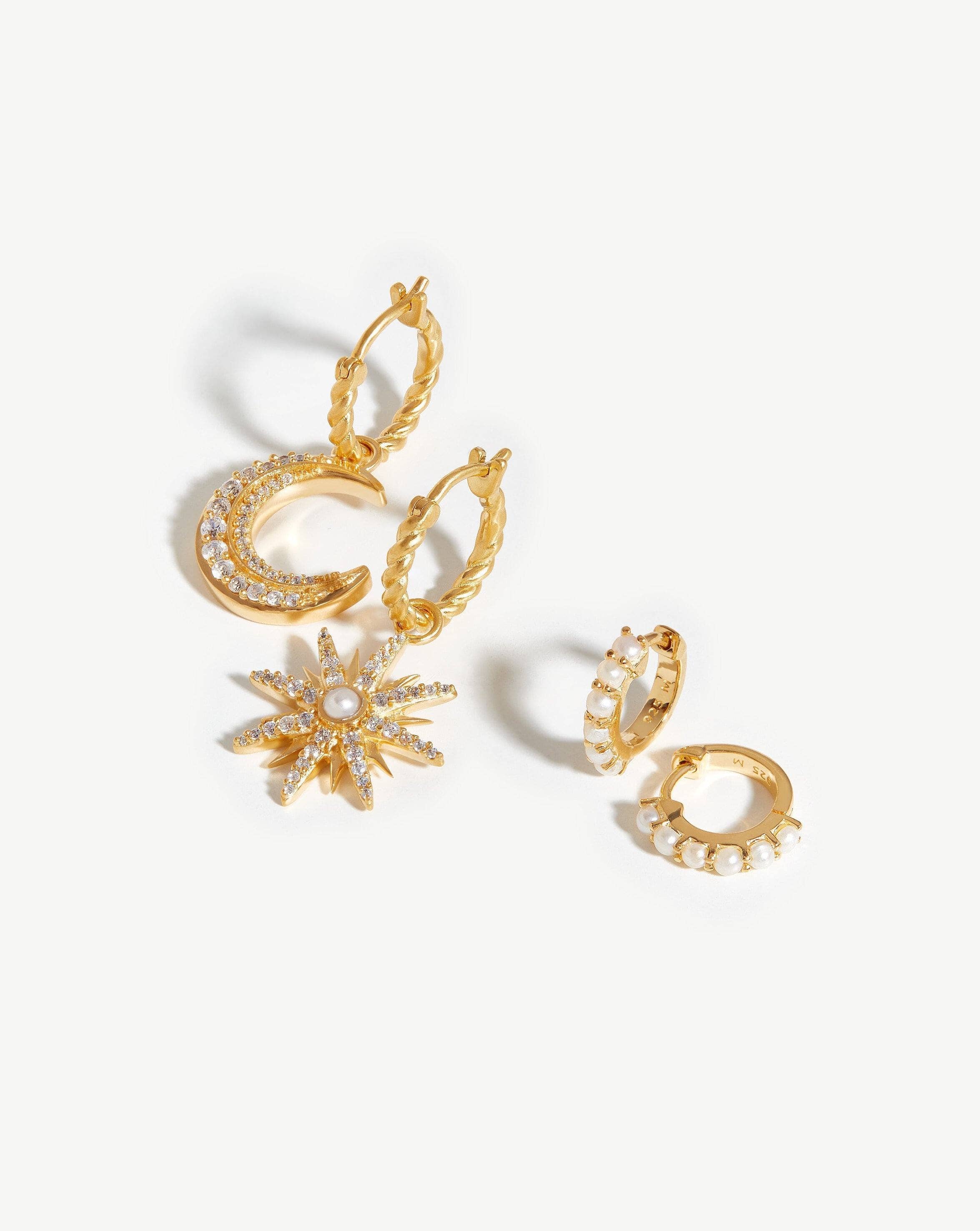Pearl & Gold Vermeil Earring Set | Harris Reed Moonlight Collection