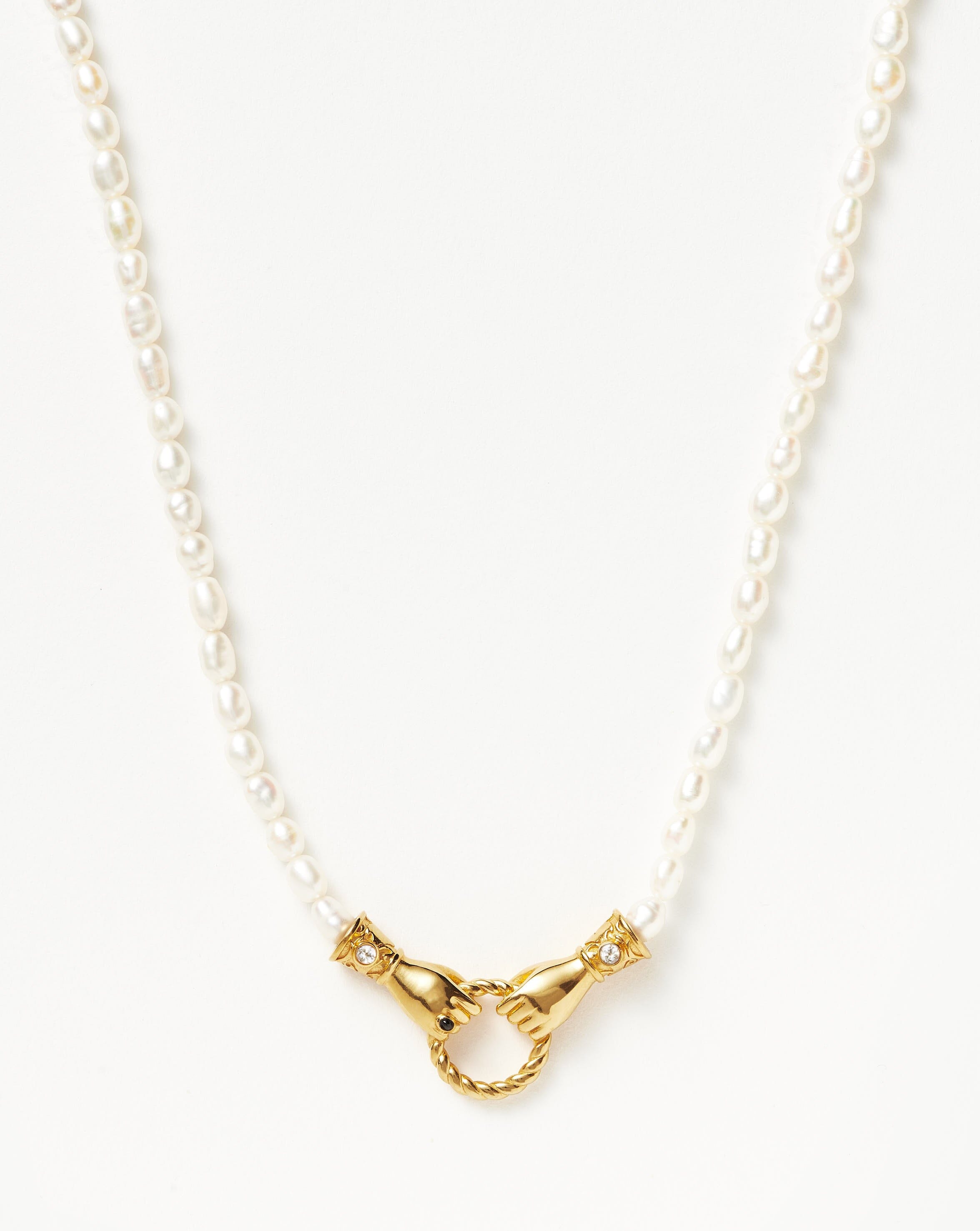 Pearl & Black Onyx Pendant Necklace in 18k Gold Plated | Harris Reed