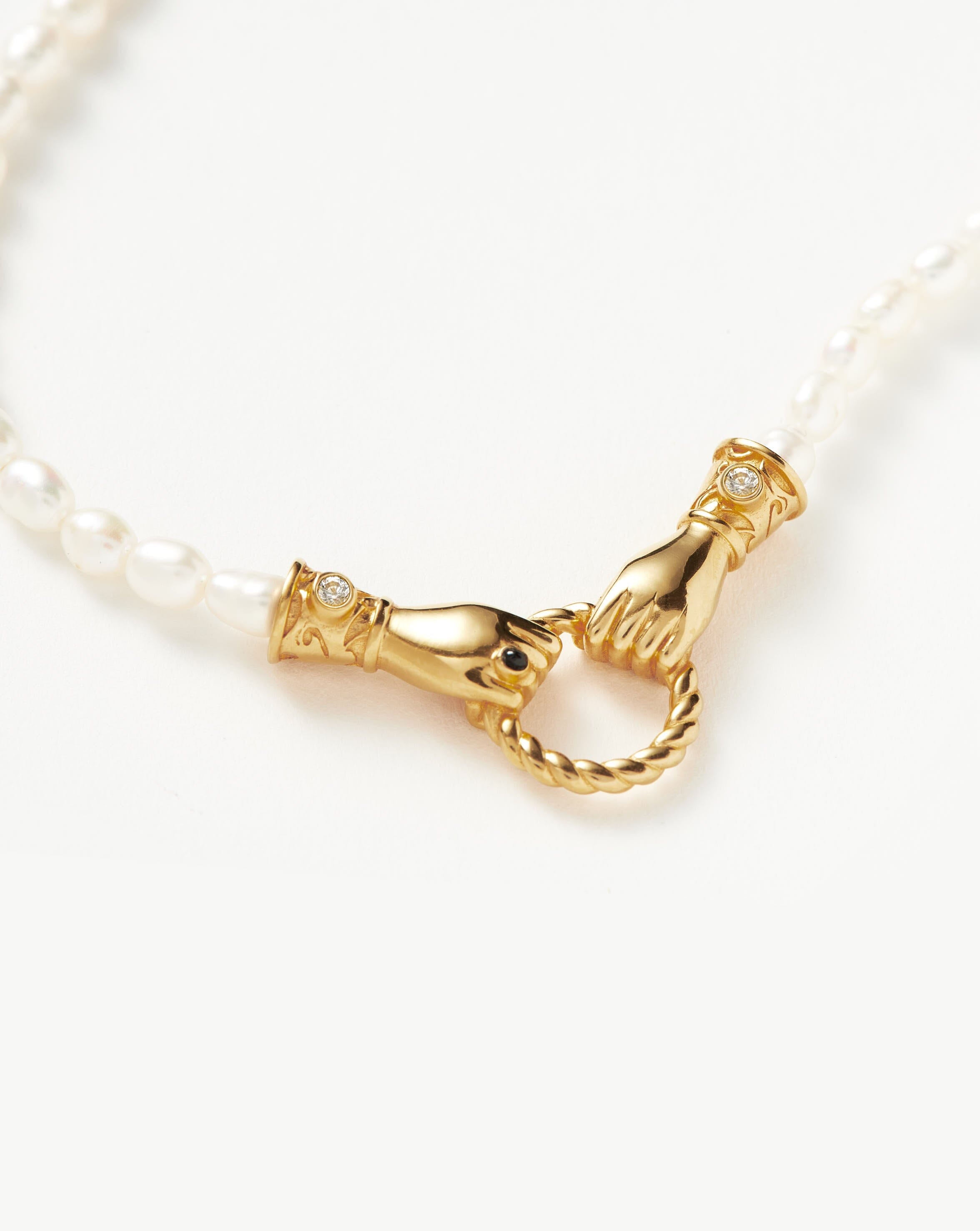 Pearl & Black Onyx Pendant Necklace in 18k Gold Plated | Harris Reed