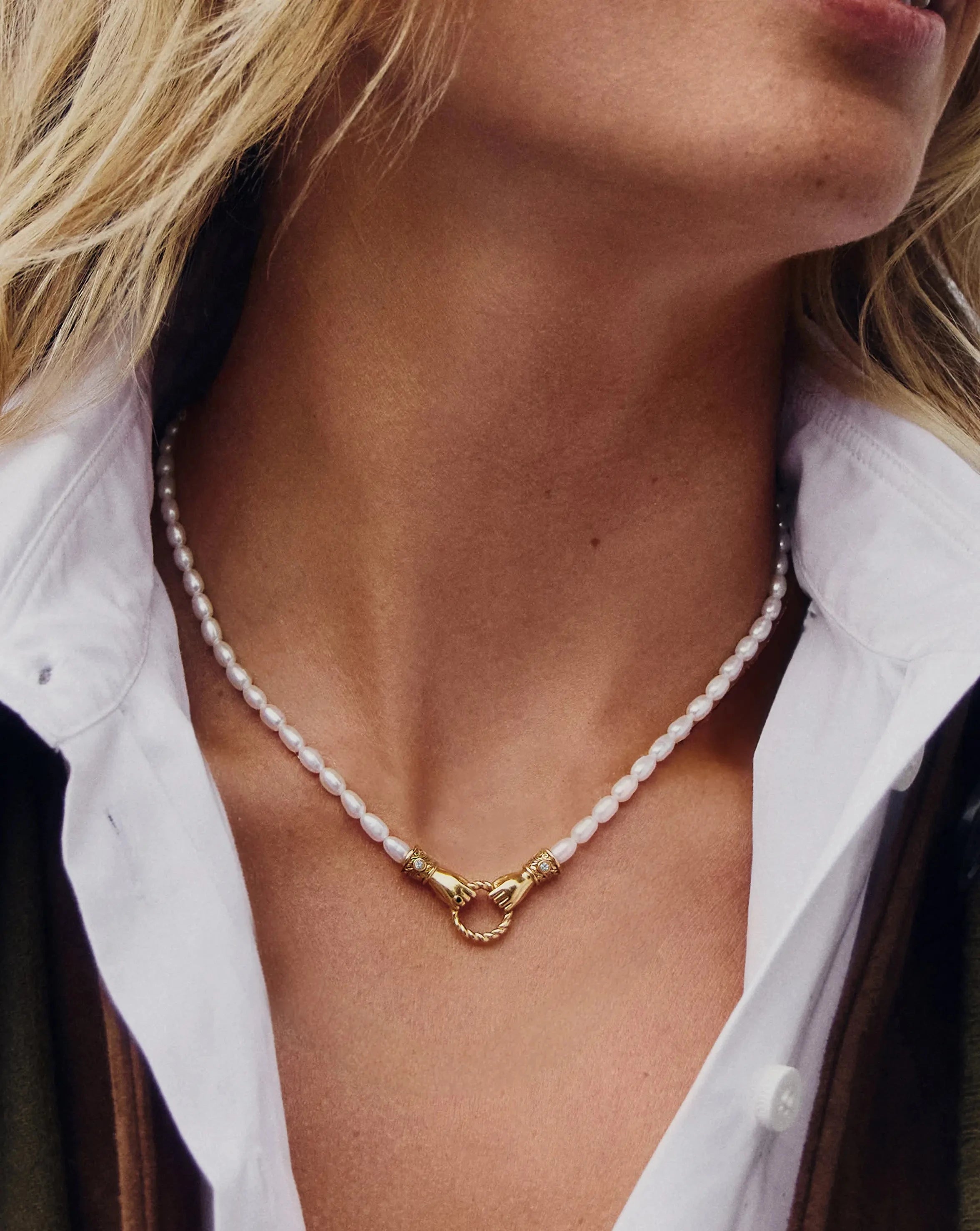 Pearl & Black Onyx Pendant Necklace in 18k Gold Plated | Harris Reed
