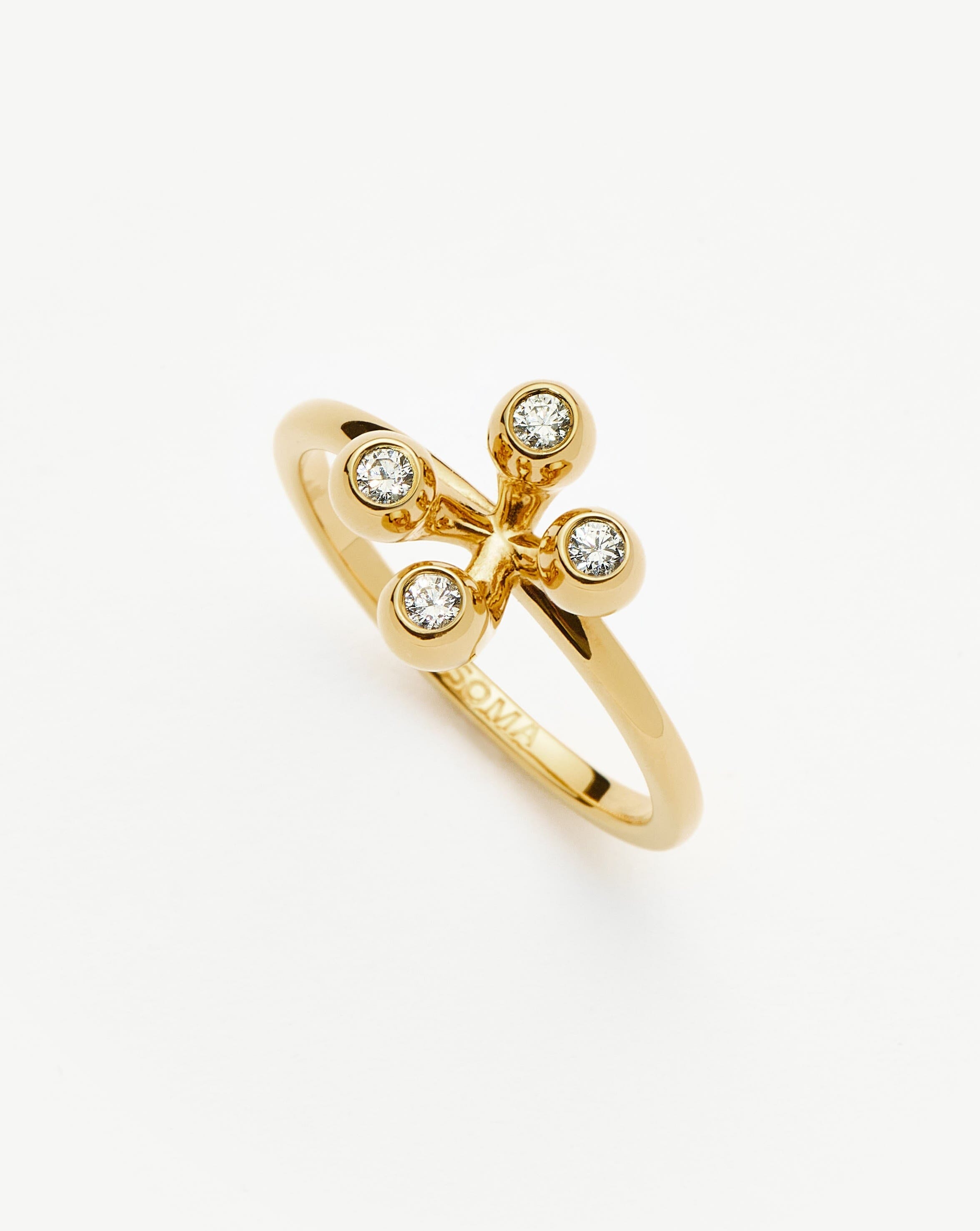 Atom Design Ring in 18k Gold Vermeil with Cubic Zirconia | The Flag Twins