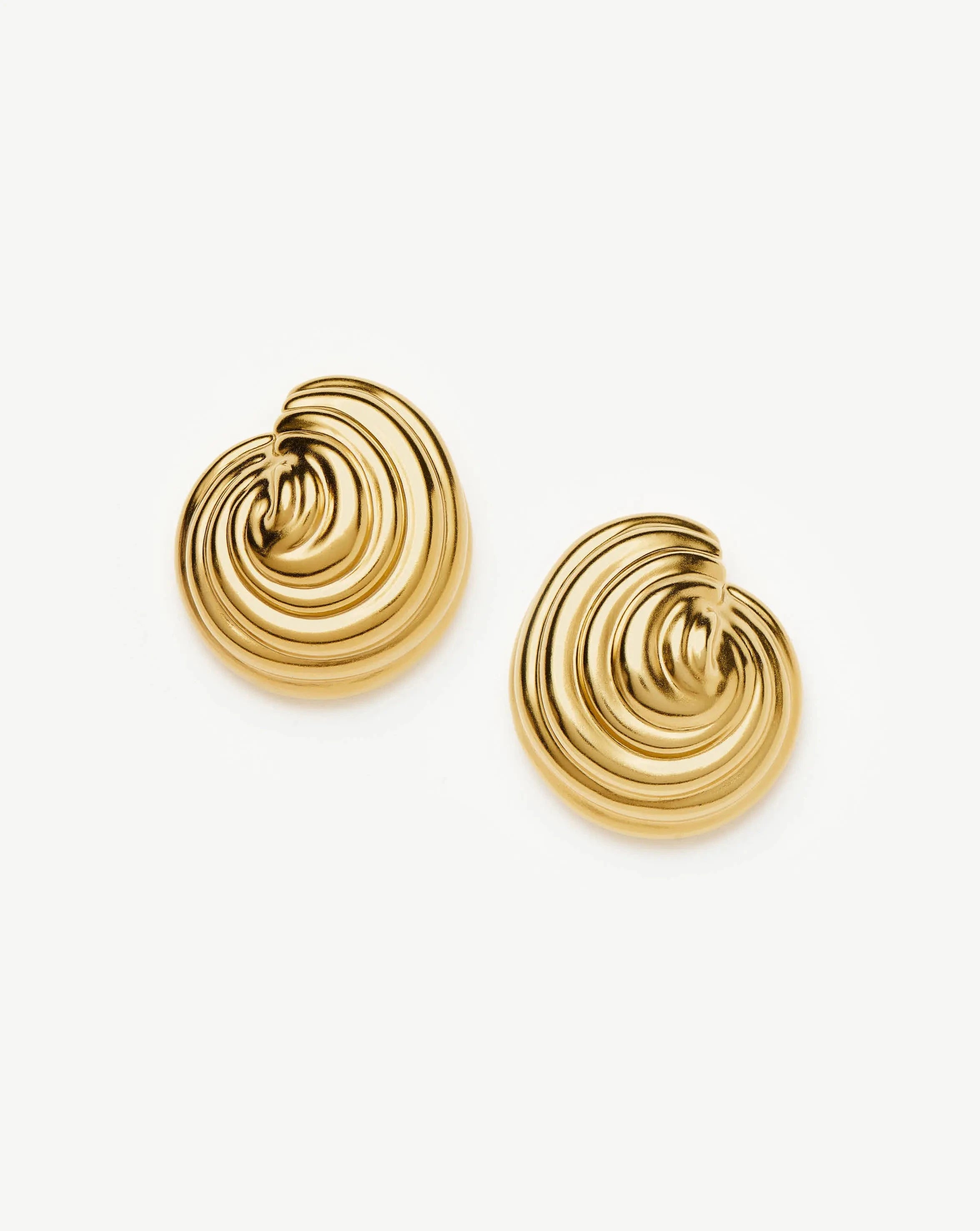 Oversized Spiral Dome Stud Earrings in 18k Gold Plated Brass | Statement Jewelry