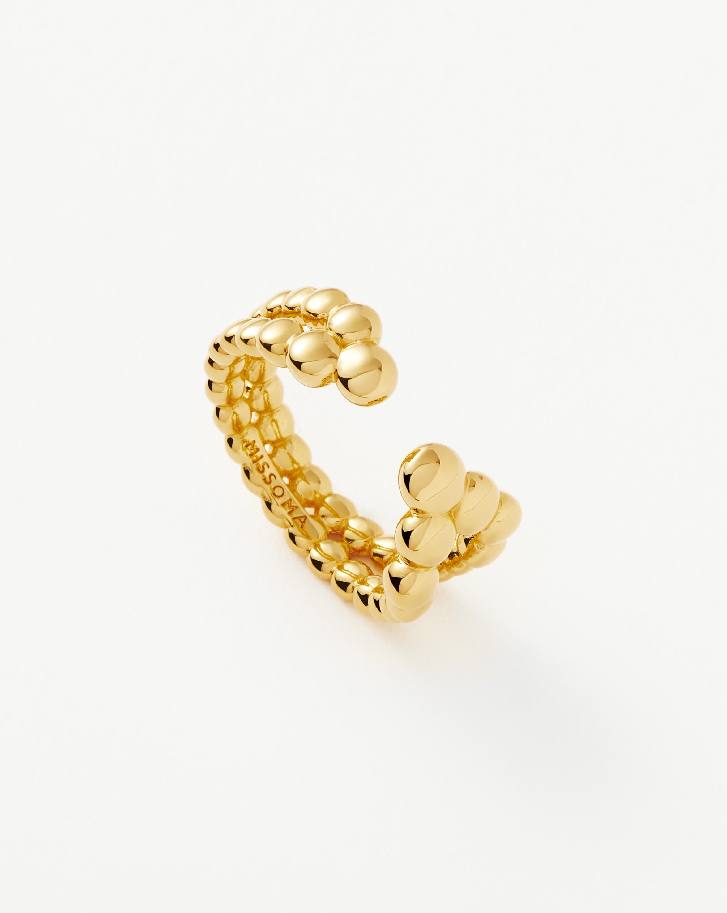 Chunky Beaded Open Ring in 18k Gold Vermeil | Stackable Statement Jewelry